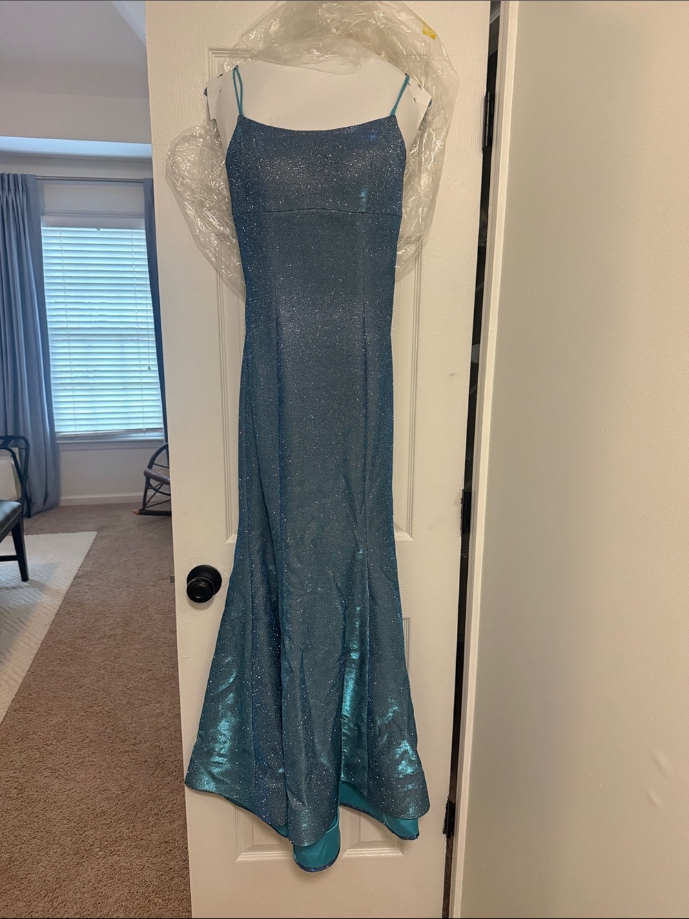 Sherri Hill Sparkling Teal Slip Maxi Skirt